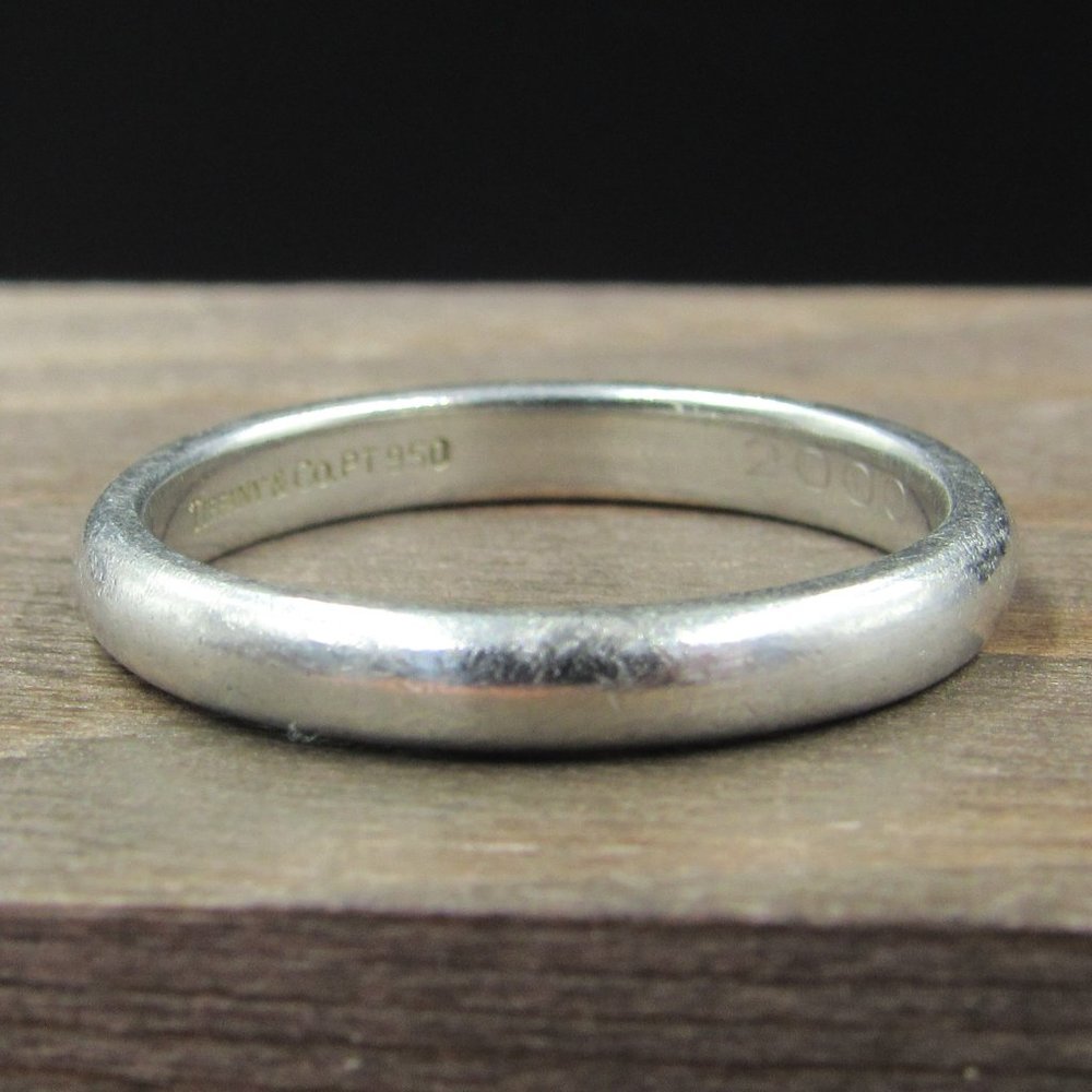 Size 7.25 950 Platinum Custom 3mm Tiffany & Co Plain Band Ring Vintage - Picture 1 of 8